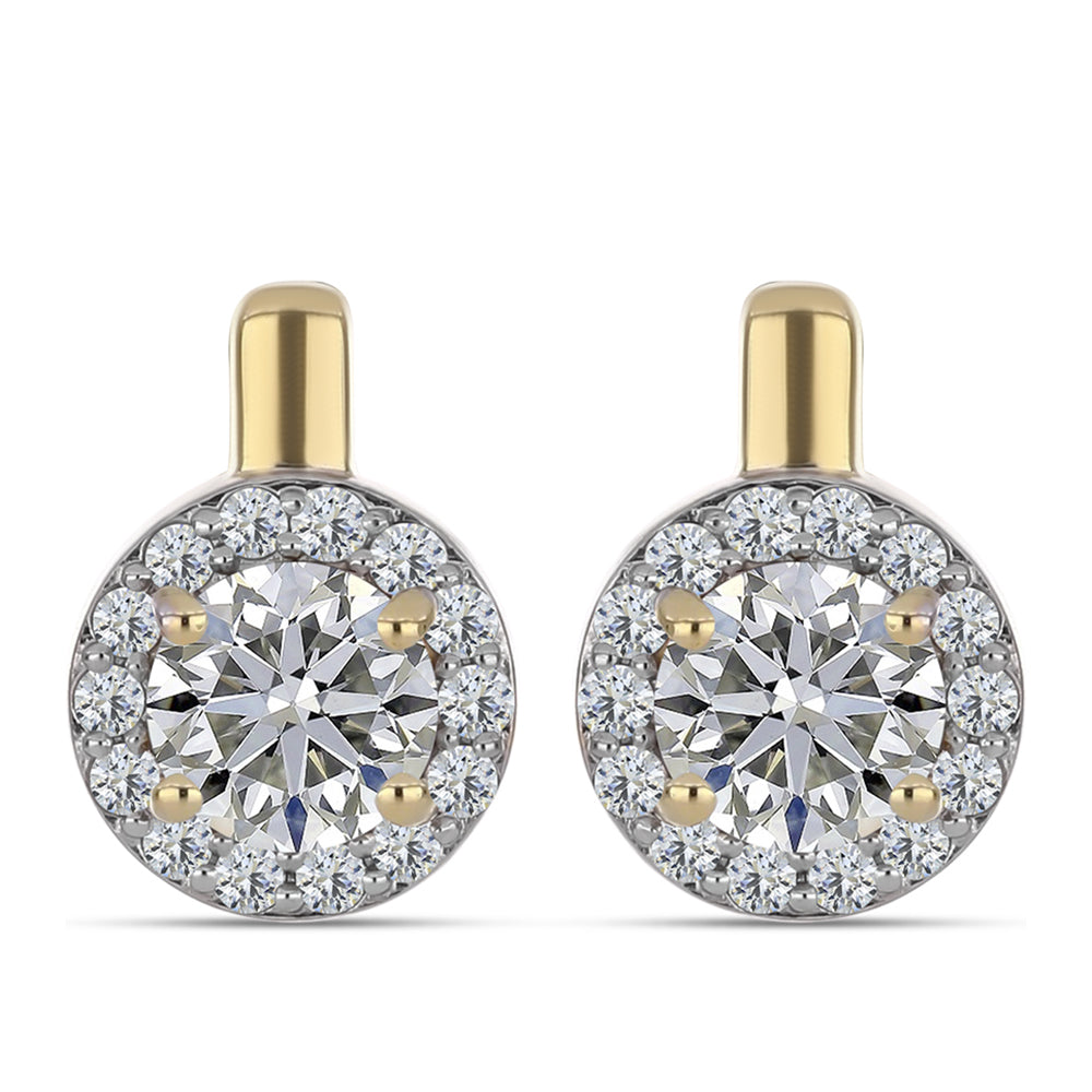 Arannyal Bevont Ezüst Fülbevaló Minősített laboratóriumban előállított Gyémánttal