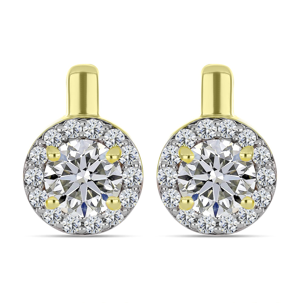 Arannyal Bevont Ezüst Fülbevaló Minősített laboratóriumban előállított Gyémánttal