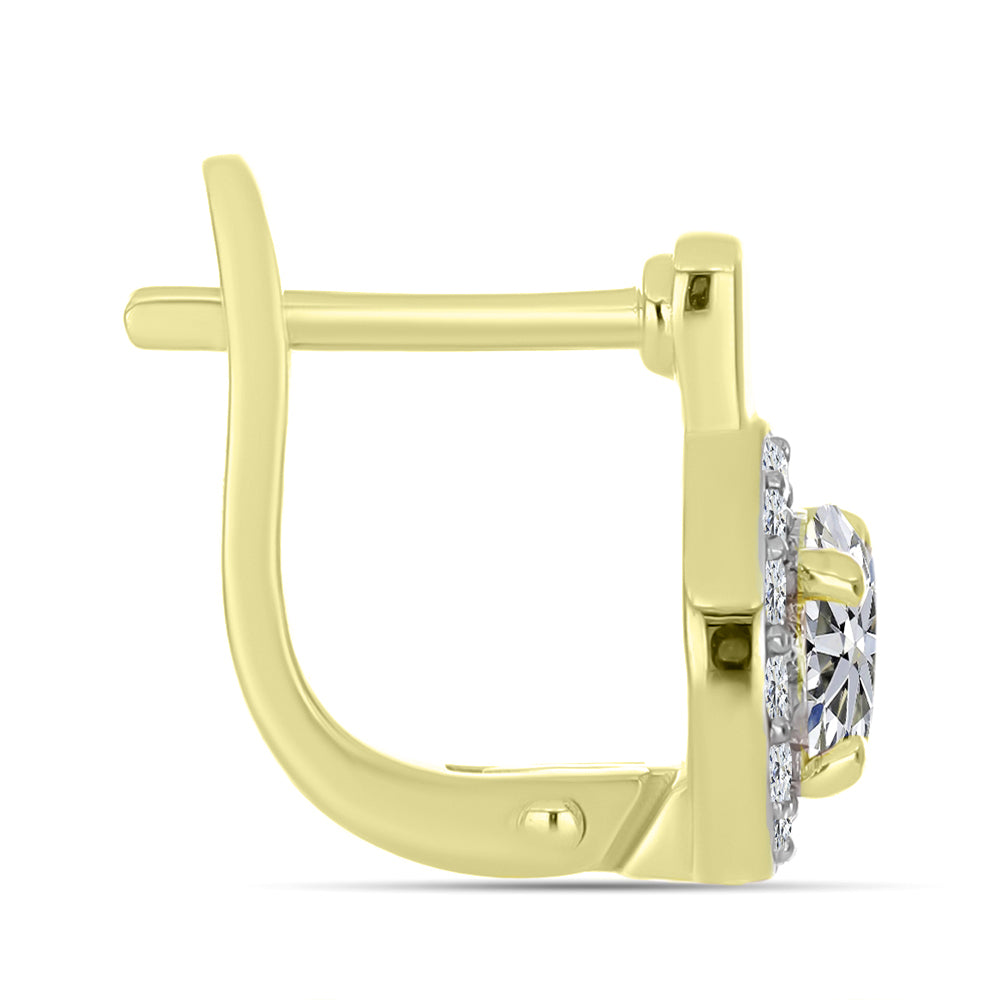 Arannyal Bevont Ezüst Fülbevaló Minősített laboratóriumban előállított Gyémánttal