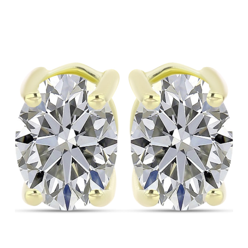 Arannyal Bevont Ezüst Fülbevaló Minősített laboratóriumban előállított Gyémánttal