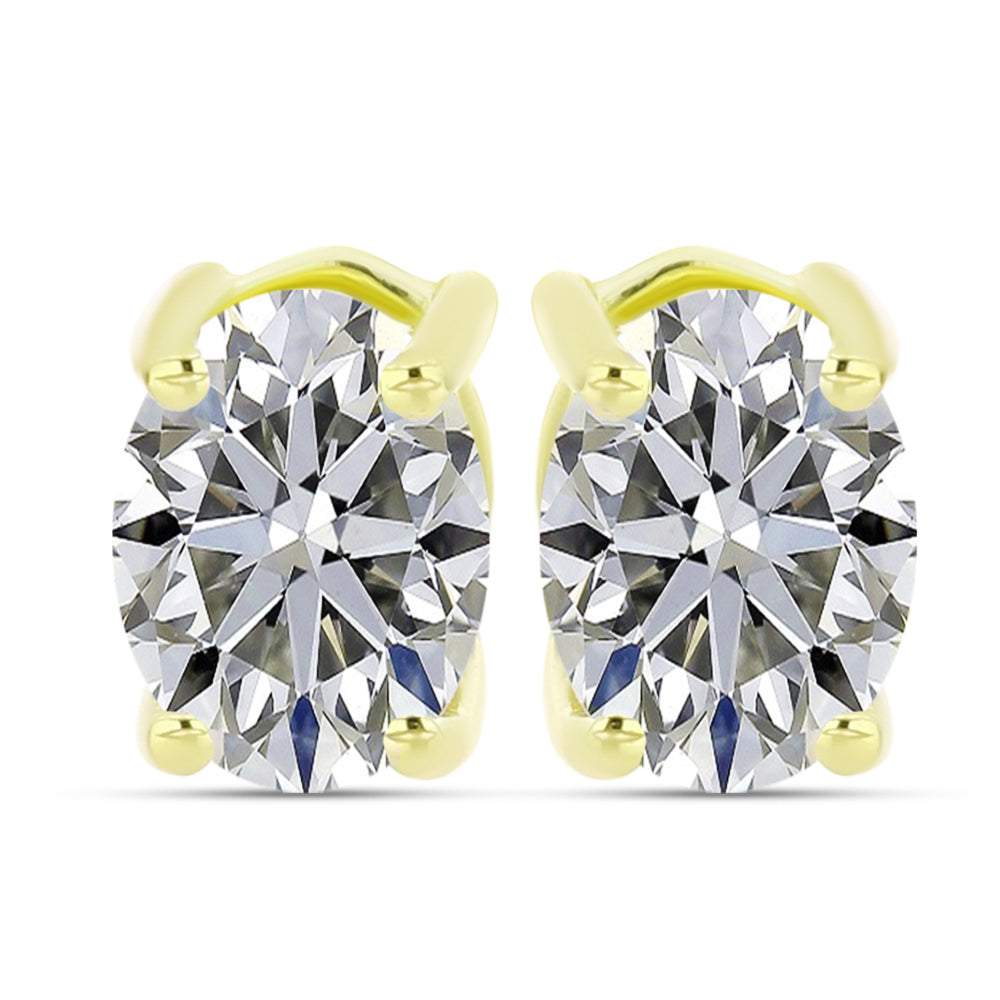 Arannyal Bevont Ezüst Fülbevaló Minősített laboratóriumban előállított Gyémánttal