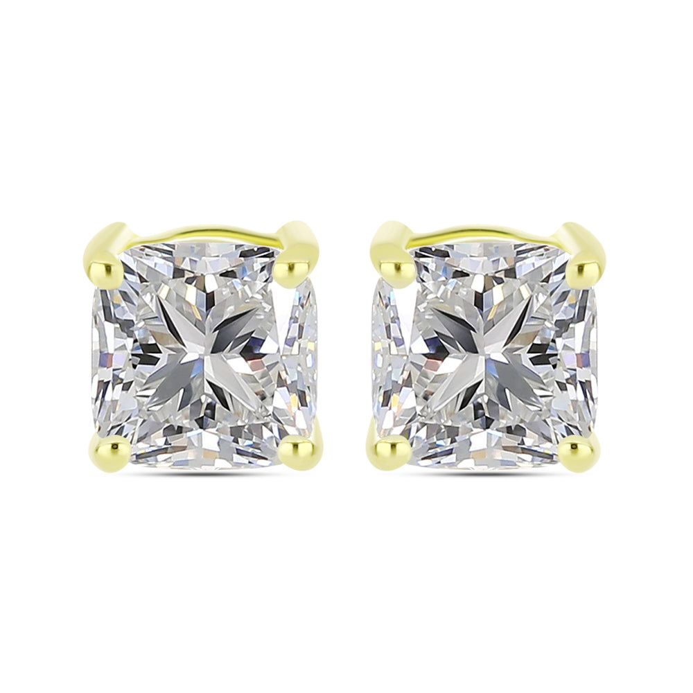 Arannyal Bevont Ezüst Fülbevaló Minősített laboratóriumban előállított Gyémánttal