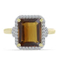 Arannyal Bevont Ezüst Gyűrű Kognak Kvarccal és Fehér Topázzal