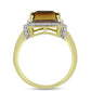 Arannyal Bevont Ezüst Gyűrű Kognak Kvarccal és Fehér Topázzal