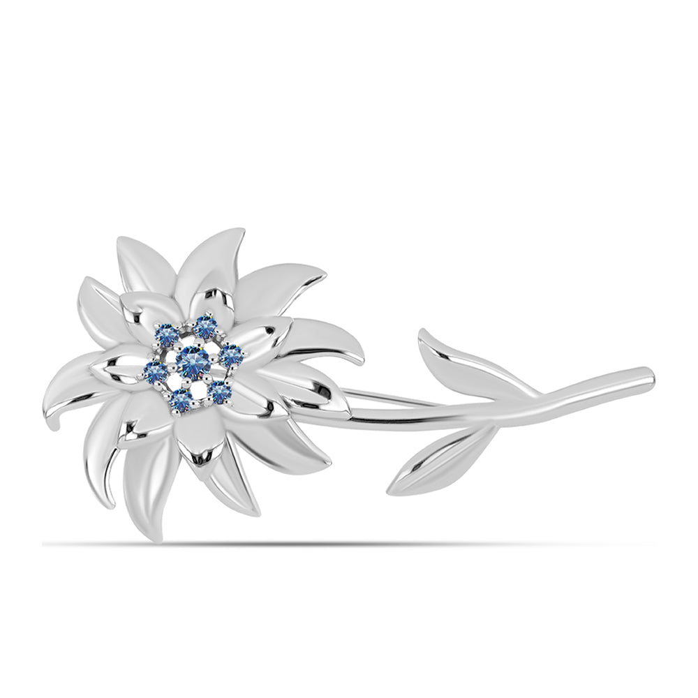 Ezüst Bross Óceánkék Moissanite-tal