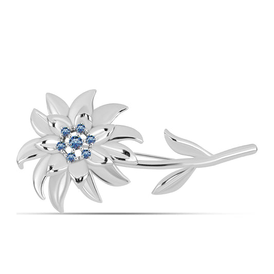 Ezüst Bross Óceánkék Moissanite-tal