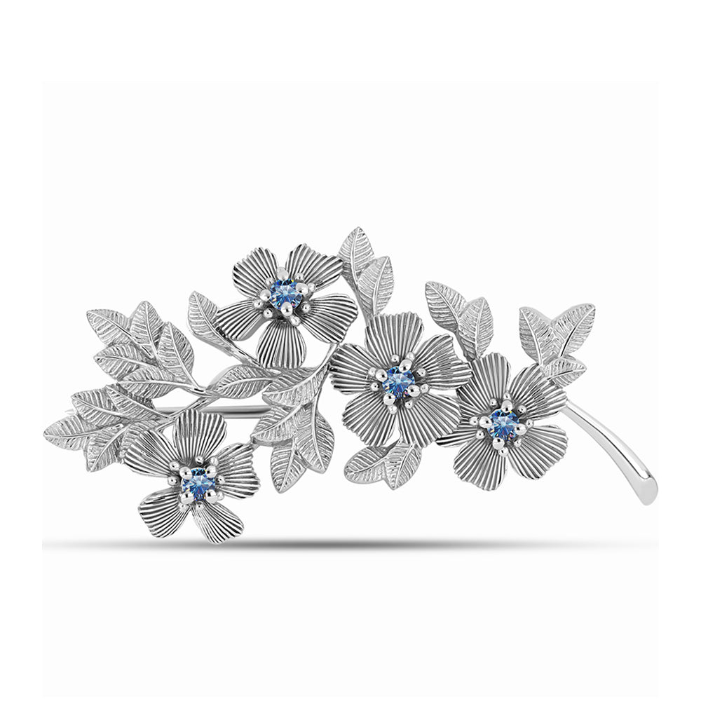 Ezüst Bross Óceánkék Moissanite-tal 1 