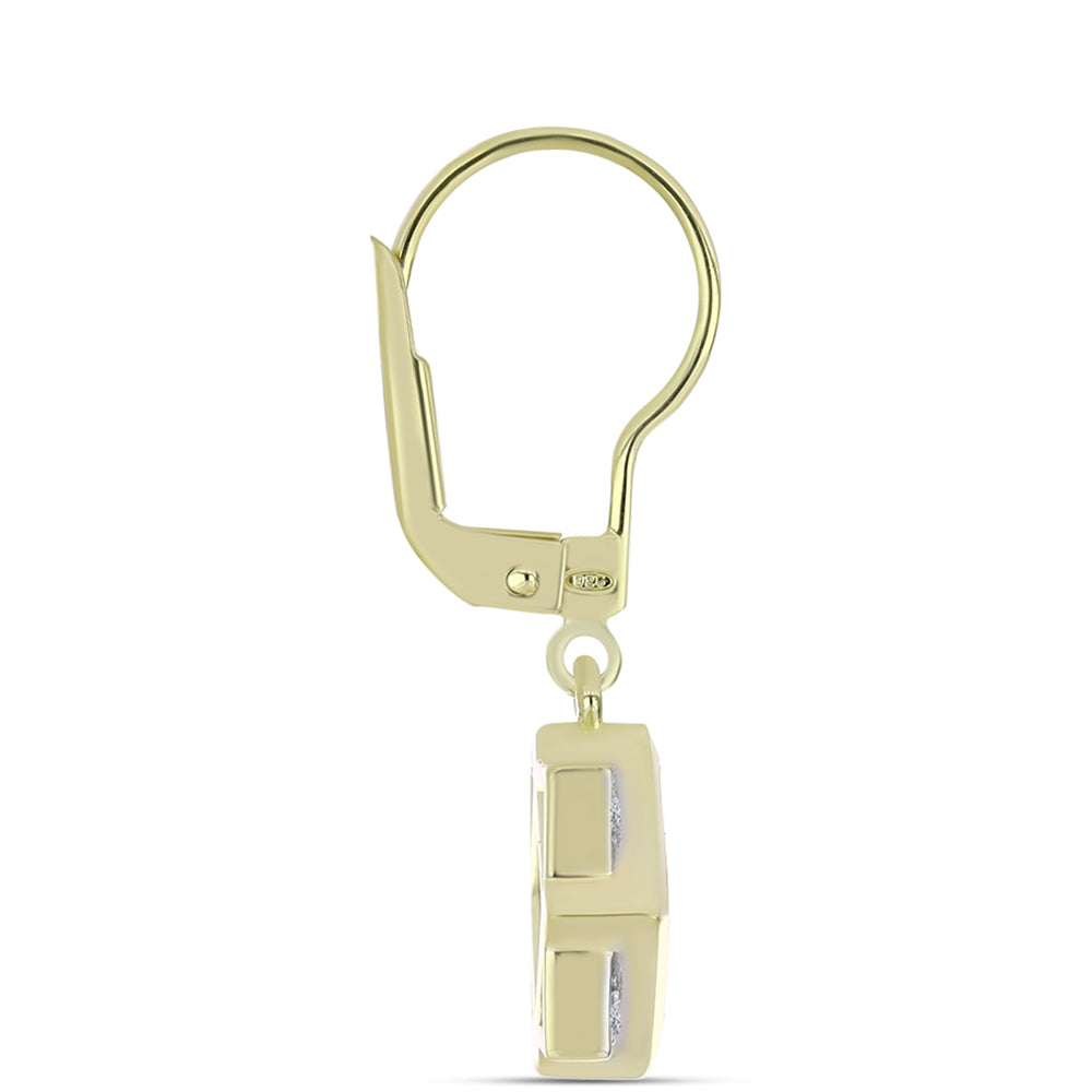 Arannyal Bevont Ezüst Fülbevaló Lila Drusy-val és Fehér Topázzal 4 