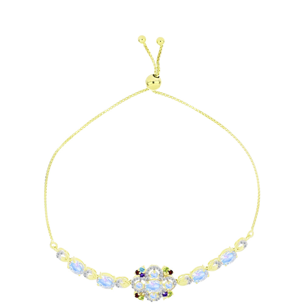 Arannyal Bevont Ezüst Karkötő Szivárvány Holdkővel 1 