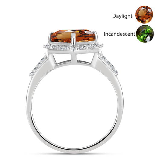 Ezüst Gyűrű Minősített laboratóriumban előállított Anatóliai Zultanit-tal és Fehér Topázzal