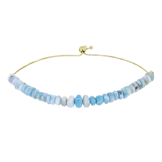 Arannyal Bevont Ezüst Karkötő Larimarral