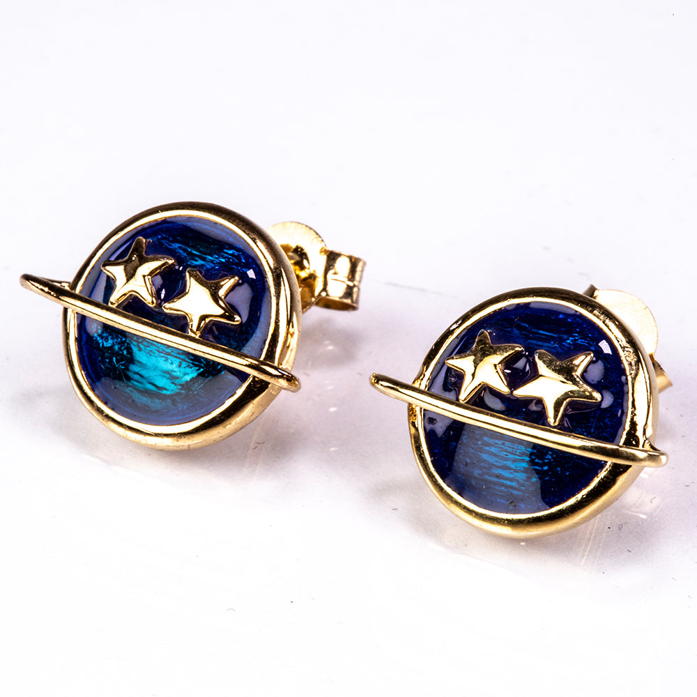 Arannyal Bevont Ezüst Fülbevaló Tűzzománccal 1 