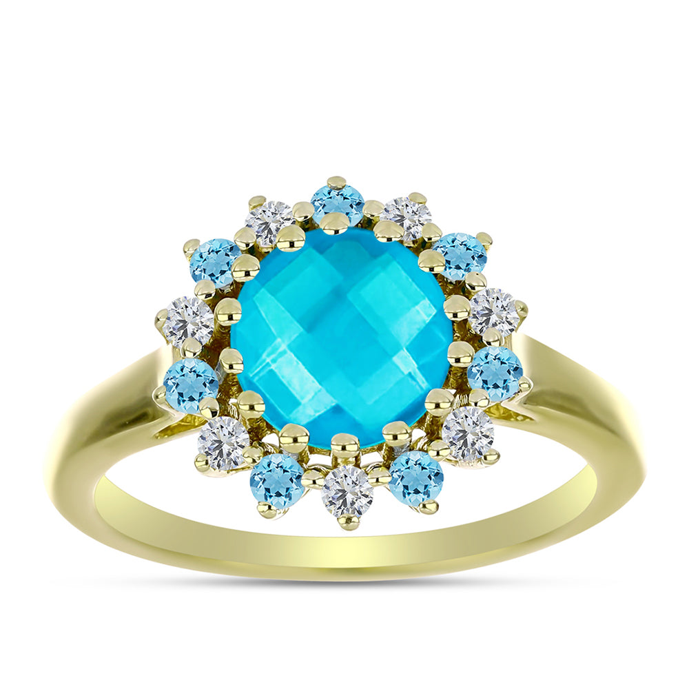 Arannyal Bevont Ezüst Gyűrű Kék Jádéval