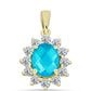 Arannyal Bevont Ezüst Medál Kék Jádéval és Fehér Topázzal