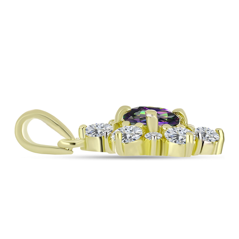 Arannyal Bevont Ezüst Medál Misztik zöld hematit kvarc-cal és Fehér Topázzal 2 