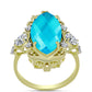 Arannyal Bevont Ezüst Gyűrű Kék Jádéval és Fehér Topázzal
