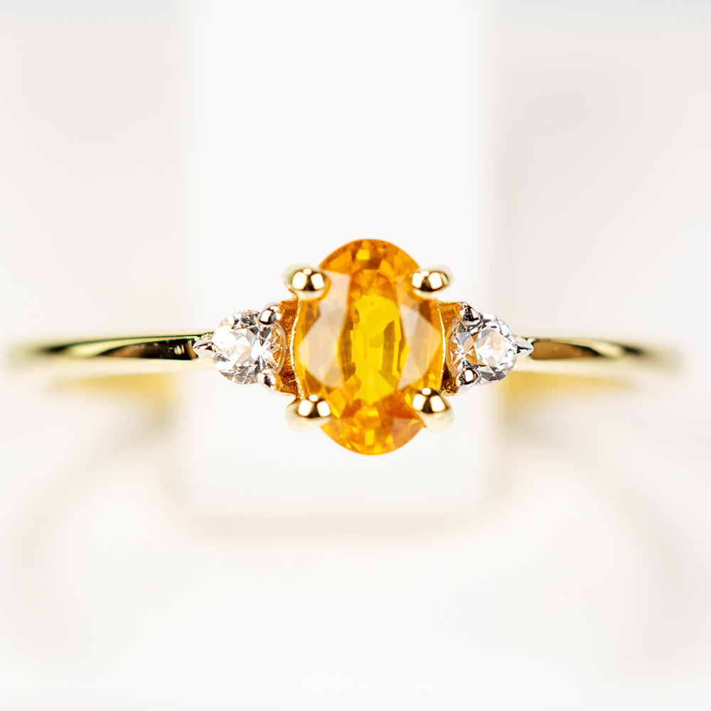 Arannyal Bevont Ezüst Gyűrű Sárga Zafírral és Fehér Topázzal 2 