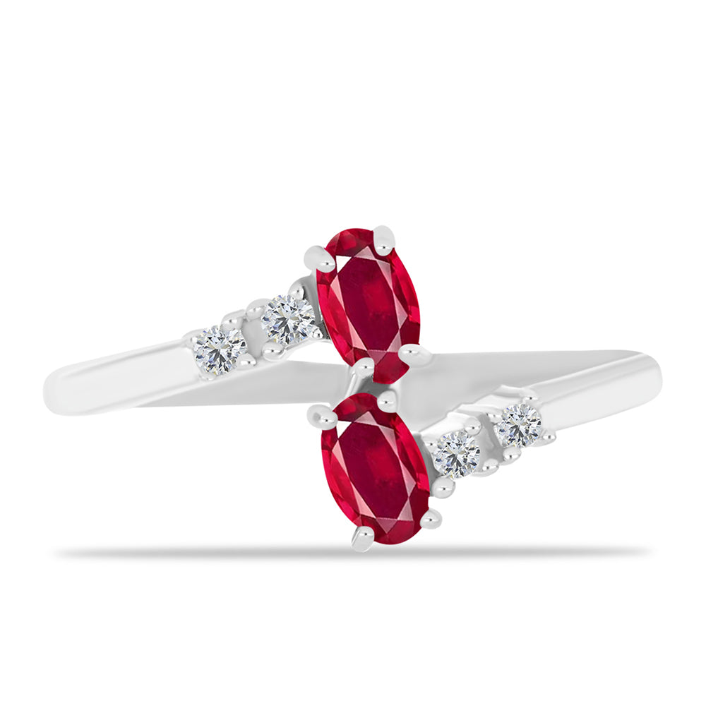 Ezüst Gyűrű Madagaszkári Rubinnal és Fehér Topázzal