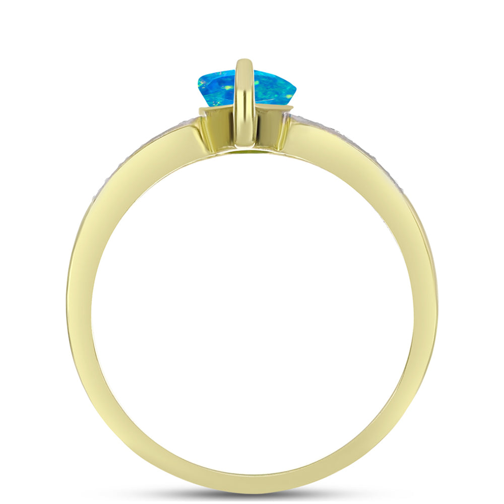 Arannyal Bevont Ezüst Gyűrű Etiópiai Paraiba Kék Opállal és Fehér Topázzal