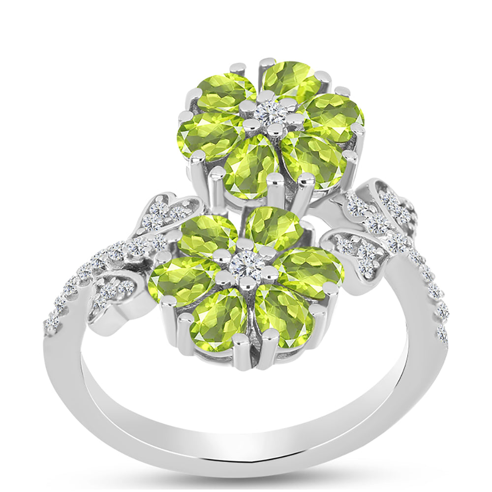 Ezüst Gyűrű Changbai Peridottal és Fehér Topázzal 3 