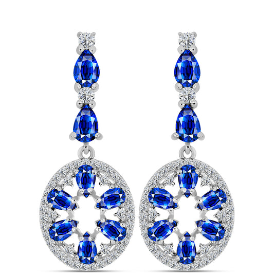 Ezüst Fülbevaló Ausztrál Kék Zafírral és Fehér Topázzal