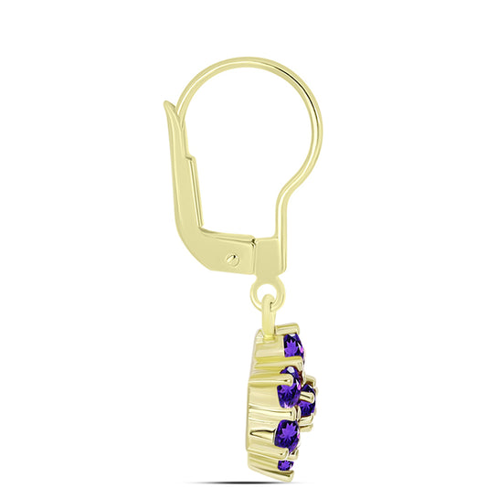 Arannyal Bevont Ezüst Fülbevaló Marokkói Ametiszttel