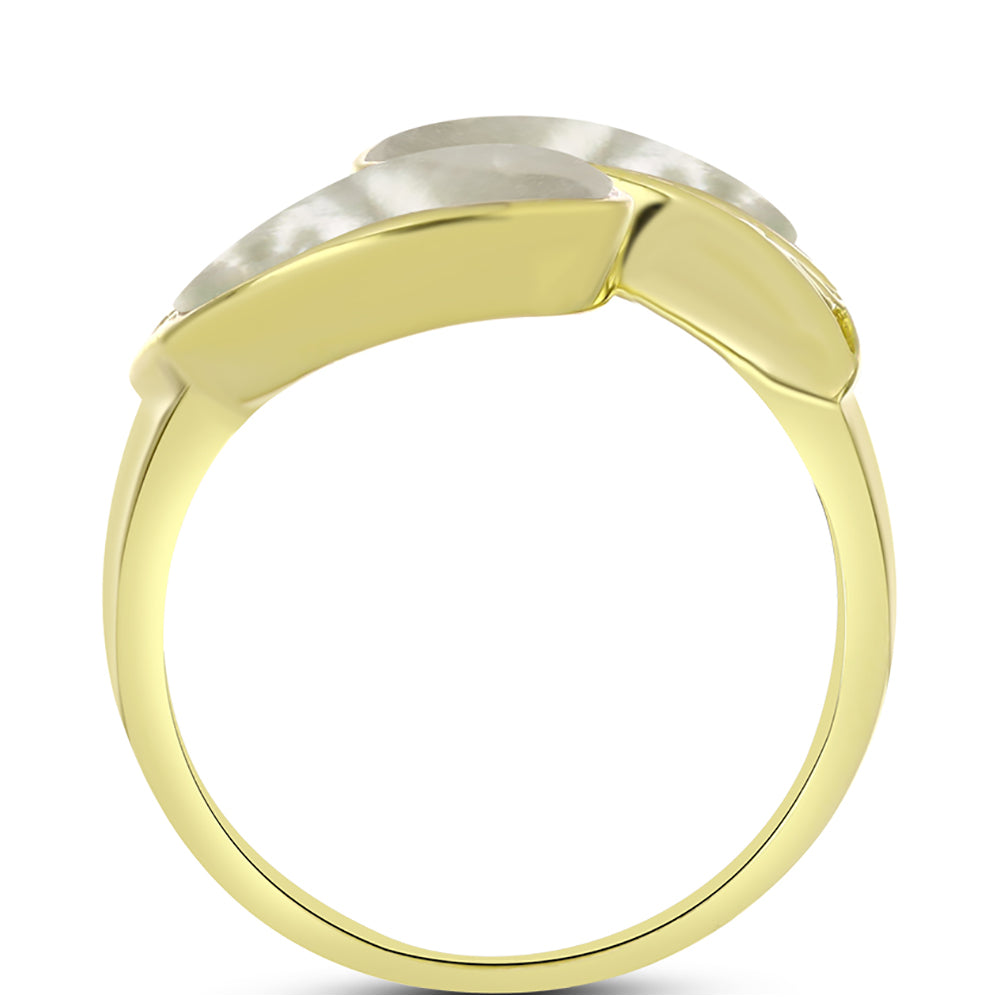 Arannyal Bevont Ezüst Gyűrű Gyöngyházzal 2 