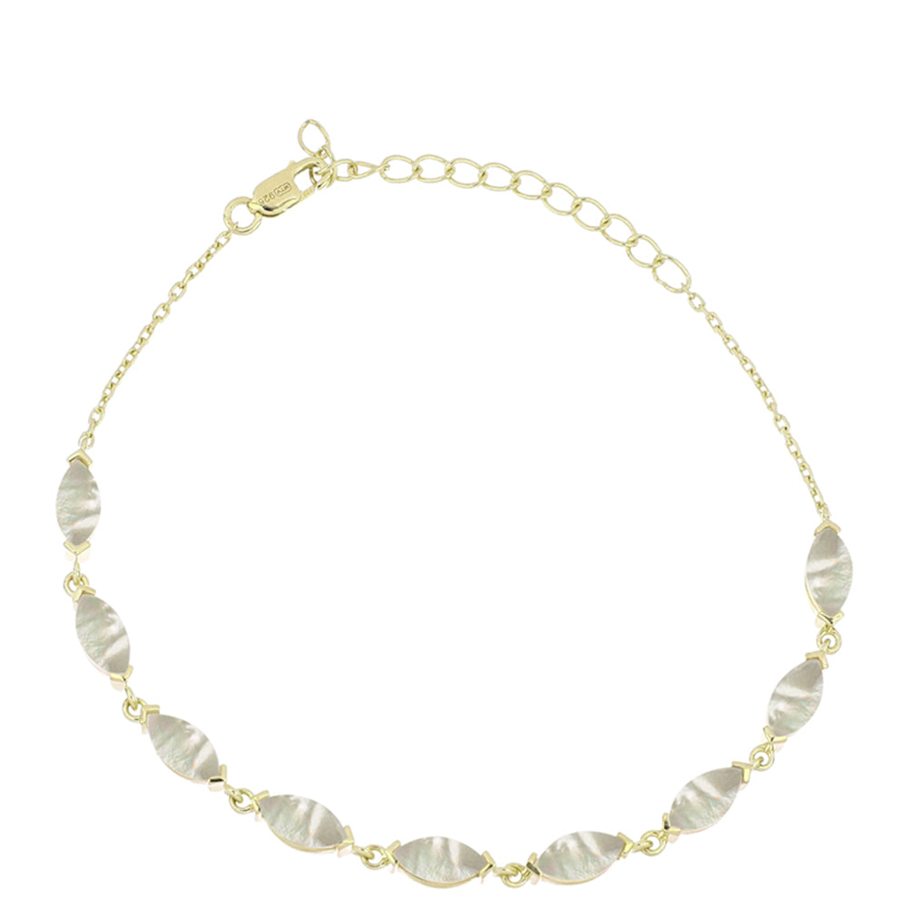 Arannyal Bevont Ezüst Karkötő Gyöngyházzal 1 