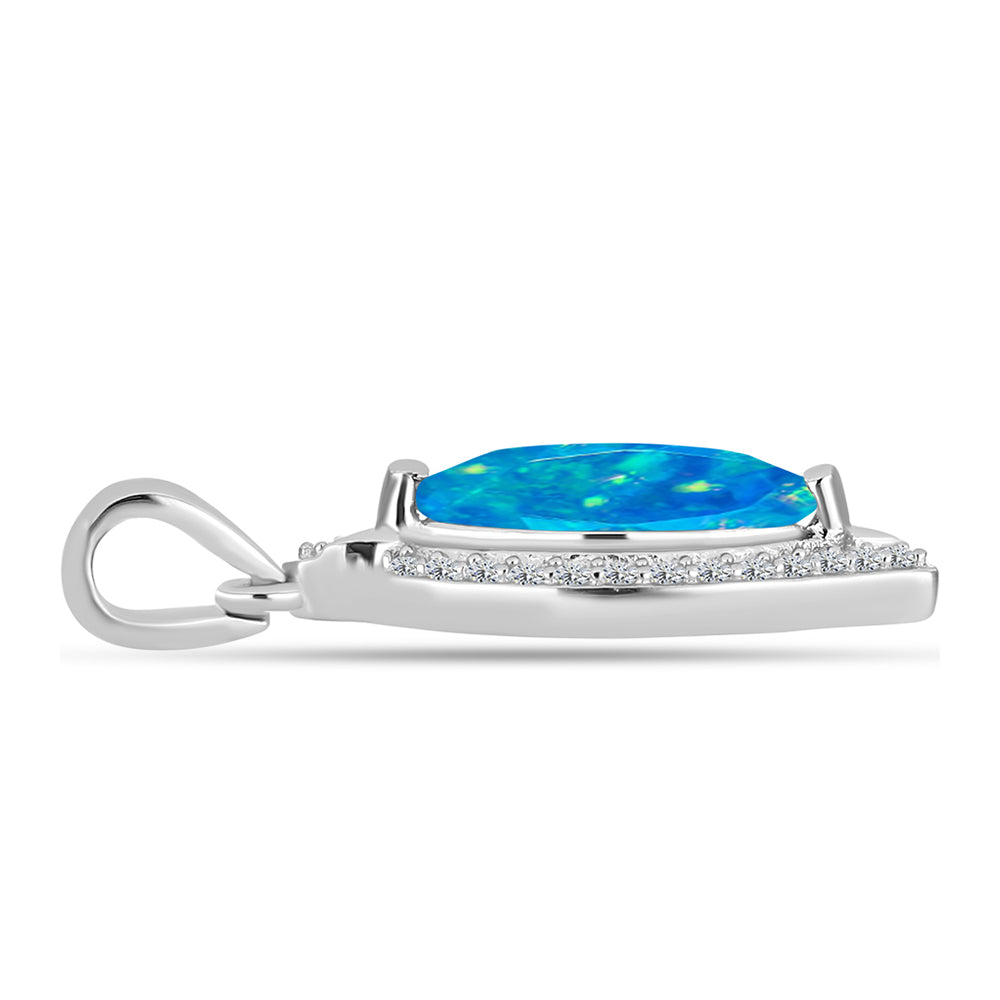 Ezüst Medál Etiópiai Paraiba Kék Opállal és Fehér Topázzal