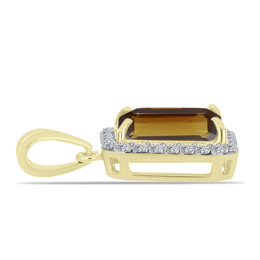 Arannyal Bevont Ezüst Medál Kognak Kvarccal és Fehér Topázzal 2 
