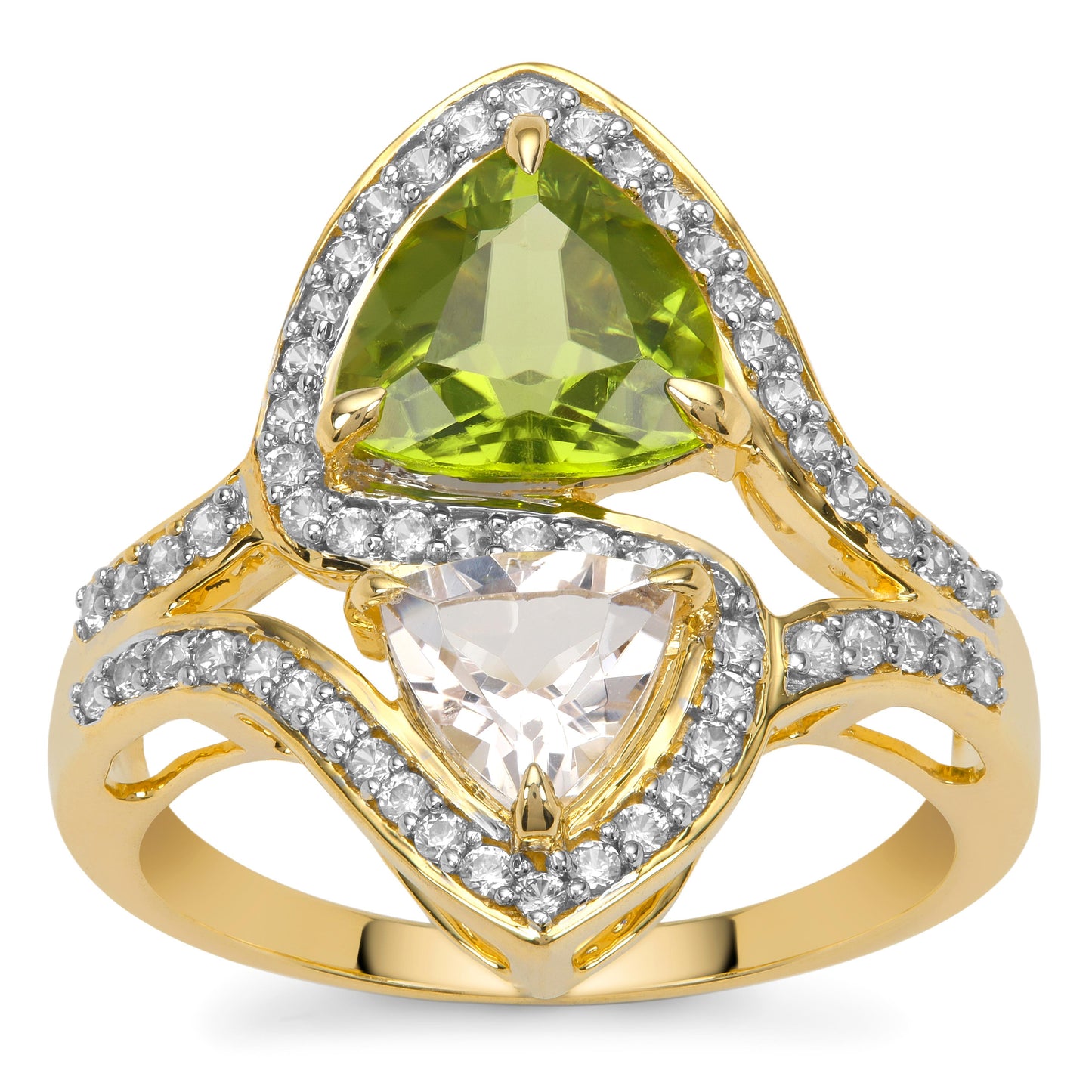 Arany Gyűrű Changbai Peridottal és Morganittal