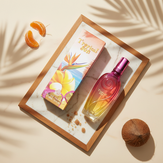 100 ml Eau de Perfume "TROPICAL SUN"  Gyümölcsös Pézsma Illat Nőknek, 3% illatolaj tartalommal