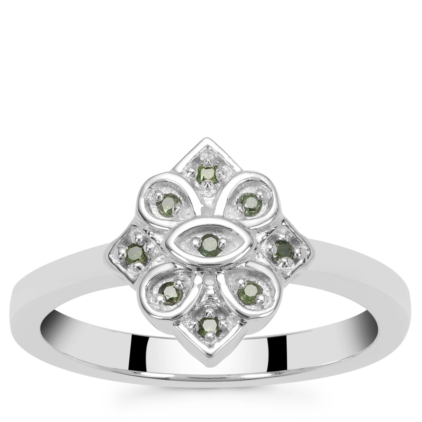 Ezüst Gyűrű Zöld Gyémánttal