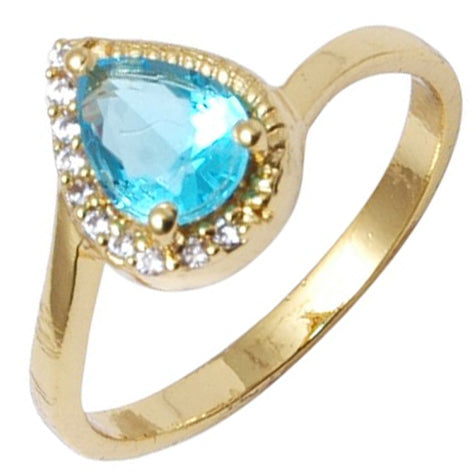 Arany Bevonatú Gyűrű Kék Emporia® Kristállyal