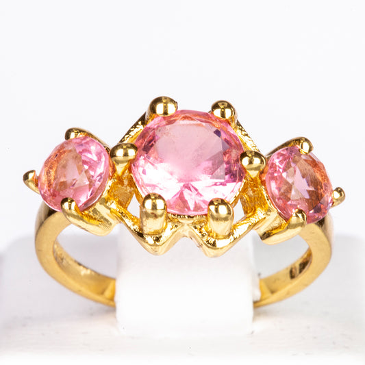 Arany Bevonatú Gyűrű Rózsaszínű Emporia® Kristállyal