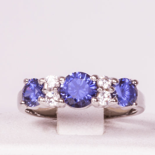 Fehérarannyal Bevont Gyűrű Kék Emporia® Kristállyal