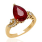 Arannyal Bevont Ezüst Gyűrű Thai Rubinnal és Természetes Fehér Cirkónnal
