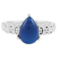 Ezüst Gyűrű Kék Opállal és Természetes Fehér Cirkónnal
