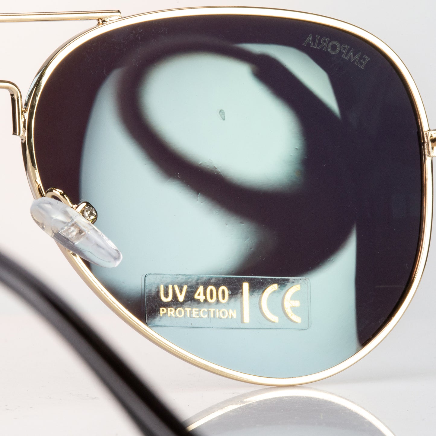 Emporia Italy - Pilóta Napszemüveg "DZSUNGEL", polarizált UV szűrős napszemüveg tokkal és tisztítókendővel, sárgászöld lencsék, arany színű keret