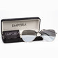 Emporia Italy - Pilóta Napszemüveg "KRISTÁLY", polarizált UV szűrős napszemüveg tokkal és tisztítókendővel, króm-ezüst színű lencsék, ezüst színű keret