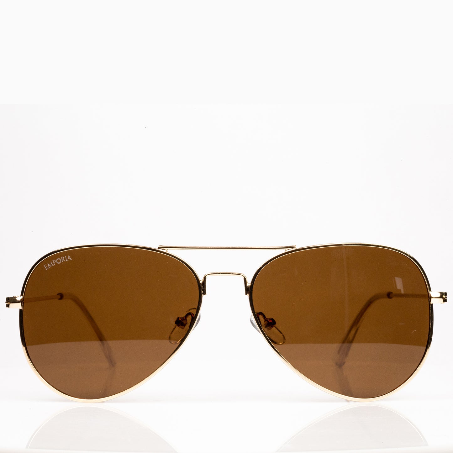 Emporia Italy - Pilóta Napszemüveg "SIVATAG", polarizált UV szűrős napszemüveg tokkal és tisztítókendővel,  világosbarna lencsék, arany színű keret