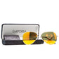 Emporia Italy - Pilóta Napszemüveg "NAPSUGÁR", polarizált UV szűrős napszemüveg tokkal és tisztítókendővel, narancssárgás lencsék, arany színű keret