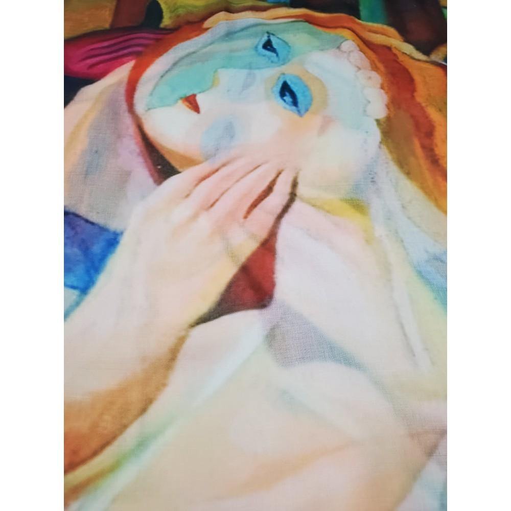 Pamut Sál-Kendő, 70 cm x 180 cm, Picasso - Abstract Style Portrait - Ékszer Akció