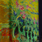 100% Selyem Sál, 90 cm x 180 cm, Klimt  Olajfestmény Virágoskert