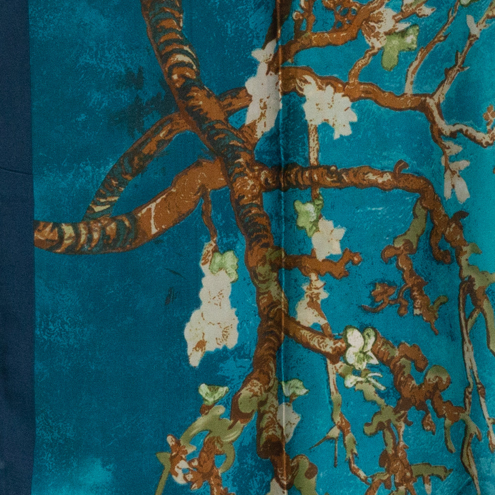 100% Selyem Sál, 90 cm x 180 cm, Van Gogh Mandulavirág