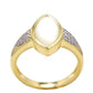 Arannyal Bevont Ezüst Gyűrű Gyöngyházzal és Fehér Cirkónnal