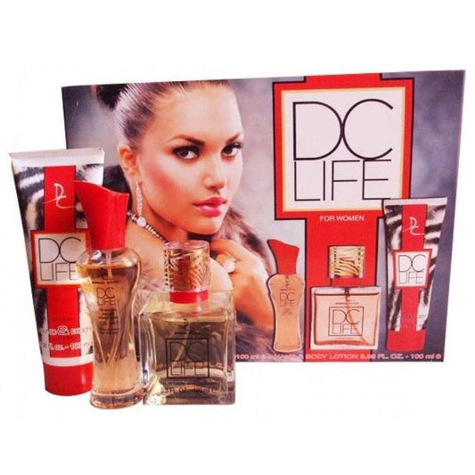 AJÁNDÉK CSOMAG 100 ml + 30 ml-es Eau de Perfume DC LIFE  Édes Virágos Gyümölcsös Illat Nőknek + 100 ml testápoló - Ékszer Akció