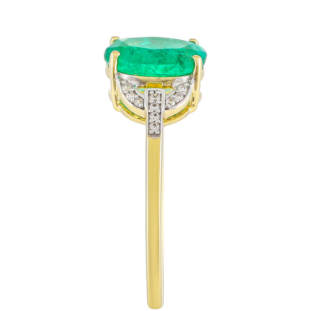 Arany Gyűrű Zambiai Smaragddal és Természetes Cirkónnal