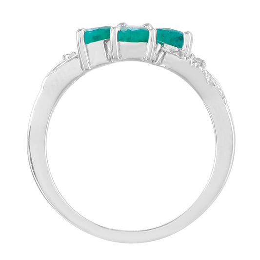 Ezüst Gyűrű Brazil Smaragddal és Természetes Cirkónnal