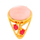 Arannyal Bevont Ezüst Gyűrű Rózsaszínű Opállal és Rózsaszínű Topázzal